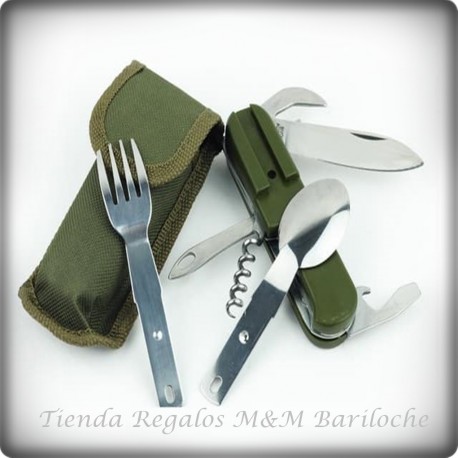 Cuchillo con Tenedor, Cuchara y Destapador