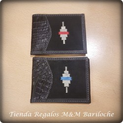 Billetera Cuero Con Bordado