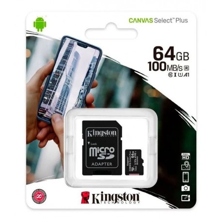 Memoria Micro Sd Kingston 64Gb C10 Canvas Select 100Mb (Ly)