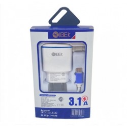 Cargador 3.1A TIPO C + 2 Puertos USB Ibek (Ki)