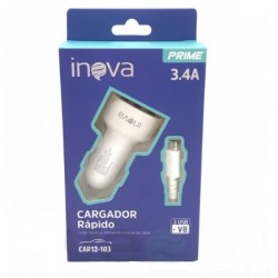 Cargador Auto 3.4A + 3 Usb, Cable MicroUsb CAR12-103 (Ki)